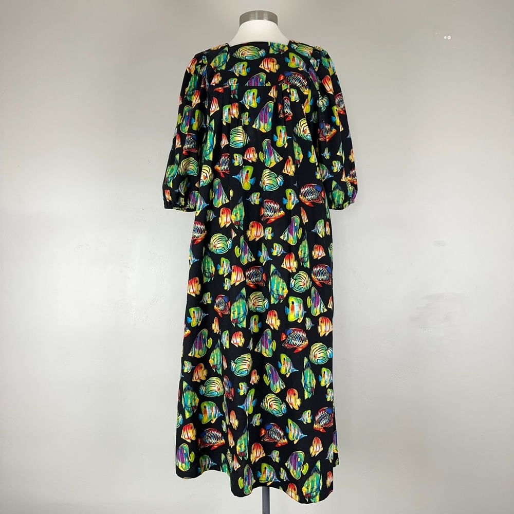 Vintage Krist Gudnason Dress Women M Tropical Resort Novelty Eclectic Muumuu